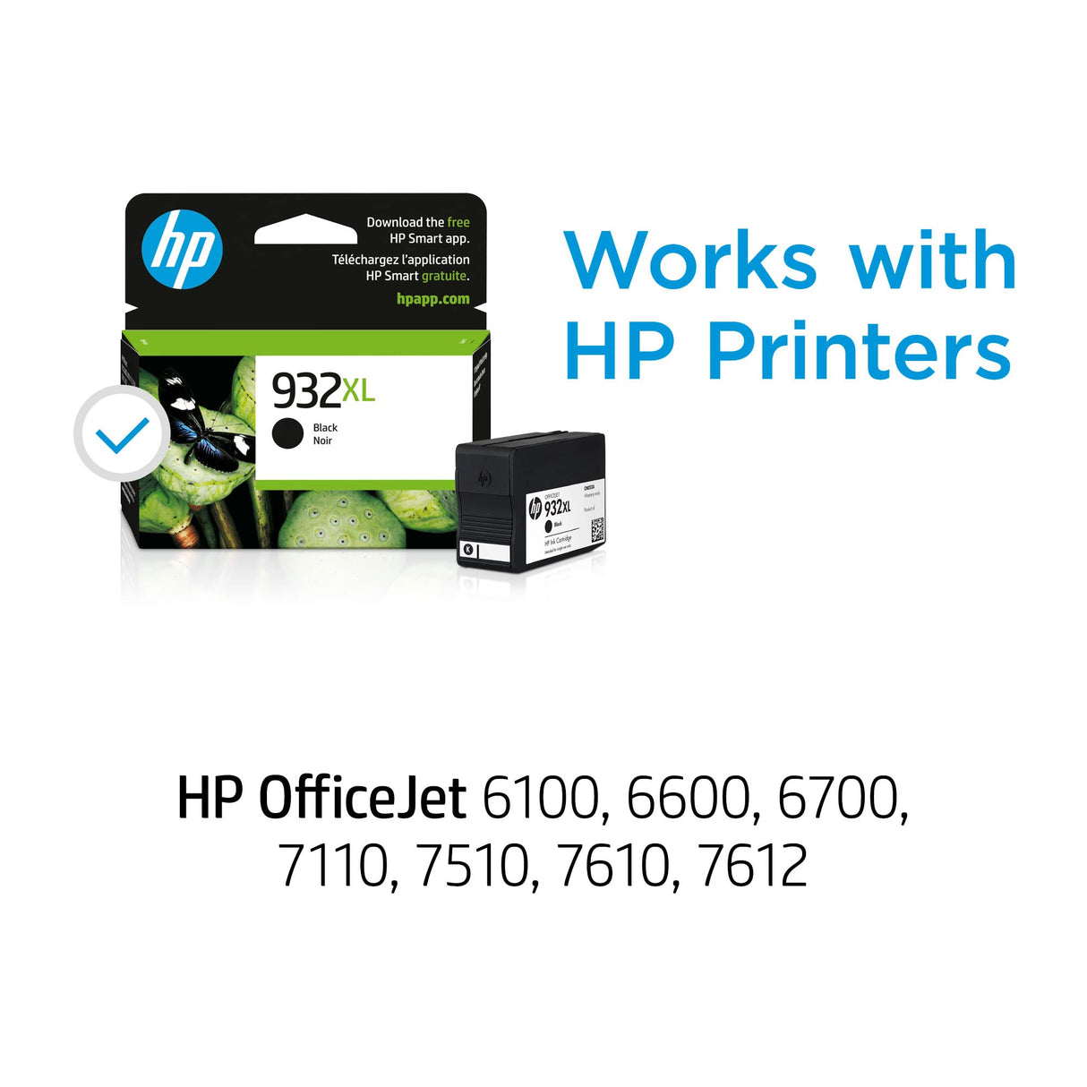 HP 932XL Black High-yield Ink Cartridge | Works with HP OfficeJet 6100, 6600, 6700, 7110, 7510, 7610 Series | CN053AN HP