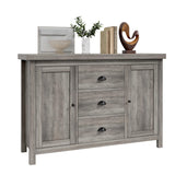 Buffet Sideboards, Kitchen Storage Cabinet, Large Storage with 3 Drawers and 2 Doors Sideboard, Farmhouse Coffee Bar Cabinet with Retro Cabinet Handles, Adjustable Shelf for Living Room, Ash Grey GAOMON