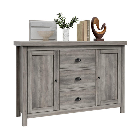 Buffet Sideboards, Kitchen Storage Cabinet, Large Storage with 3 Drawers and 2 Doors Sideboard, Farmhouse Coffee Bar Cabinet with Retro Cabinet Handles, Adjustable Shelf for Living Room, Ash Grey GAOMON