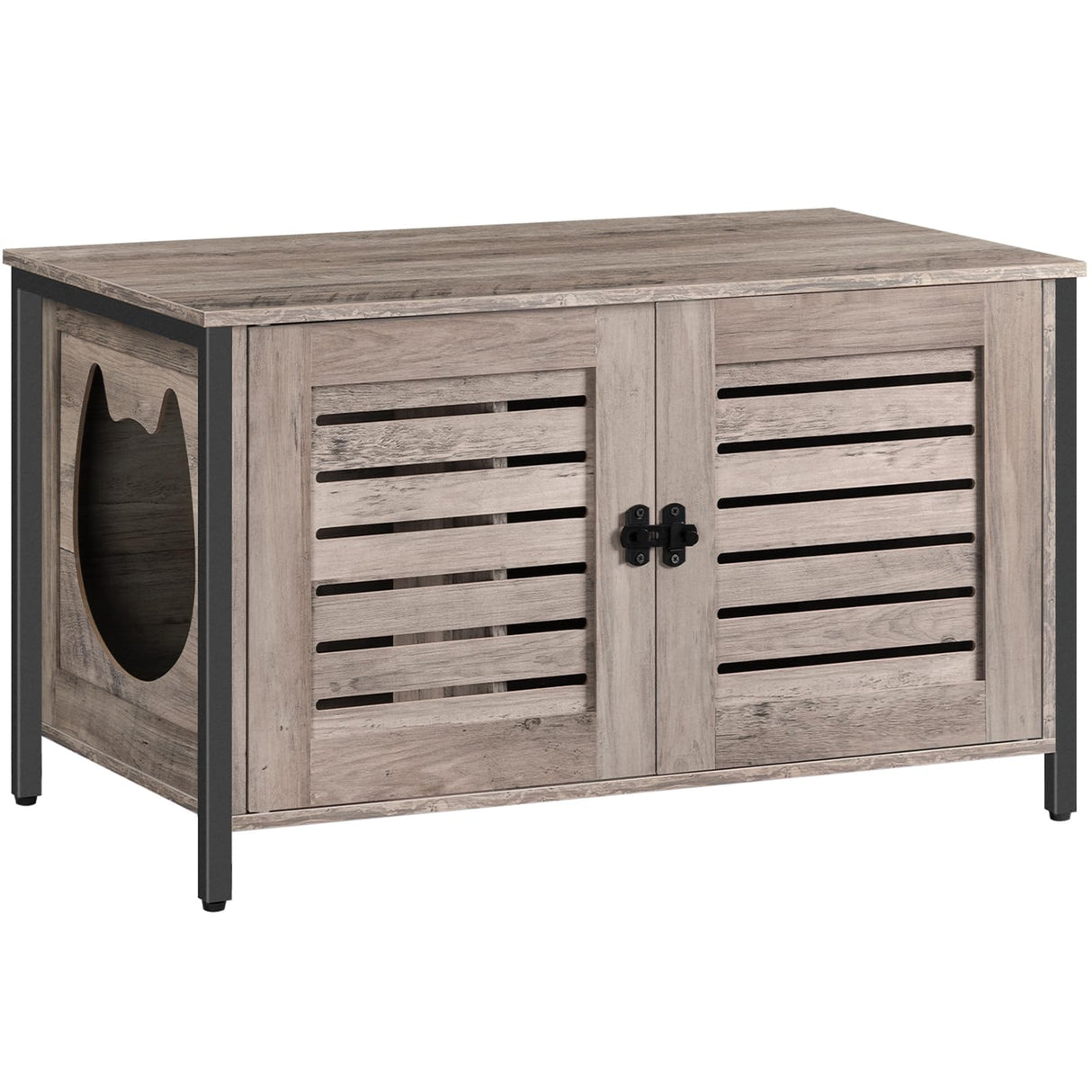 HOOBRO Cat Litter Box Enclosure, Hidden Litter Box Furniture with Shutter Door and Head Mat, Cat Furniture Fit Most Cats, 31.5''L x 17.7''W x 19.9''H, Greige BG06MW01 HOOBRO