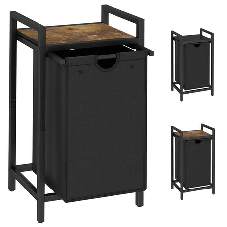 LAATOOREE Laundry Hamper, Two-Color Laundry Basket with Removable Laundry Bag and Top Shelf, Clothes Hamper for Samll Space,Laundry Room, Bedroom, Bathroom LAATOOREE