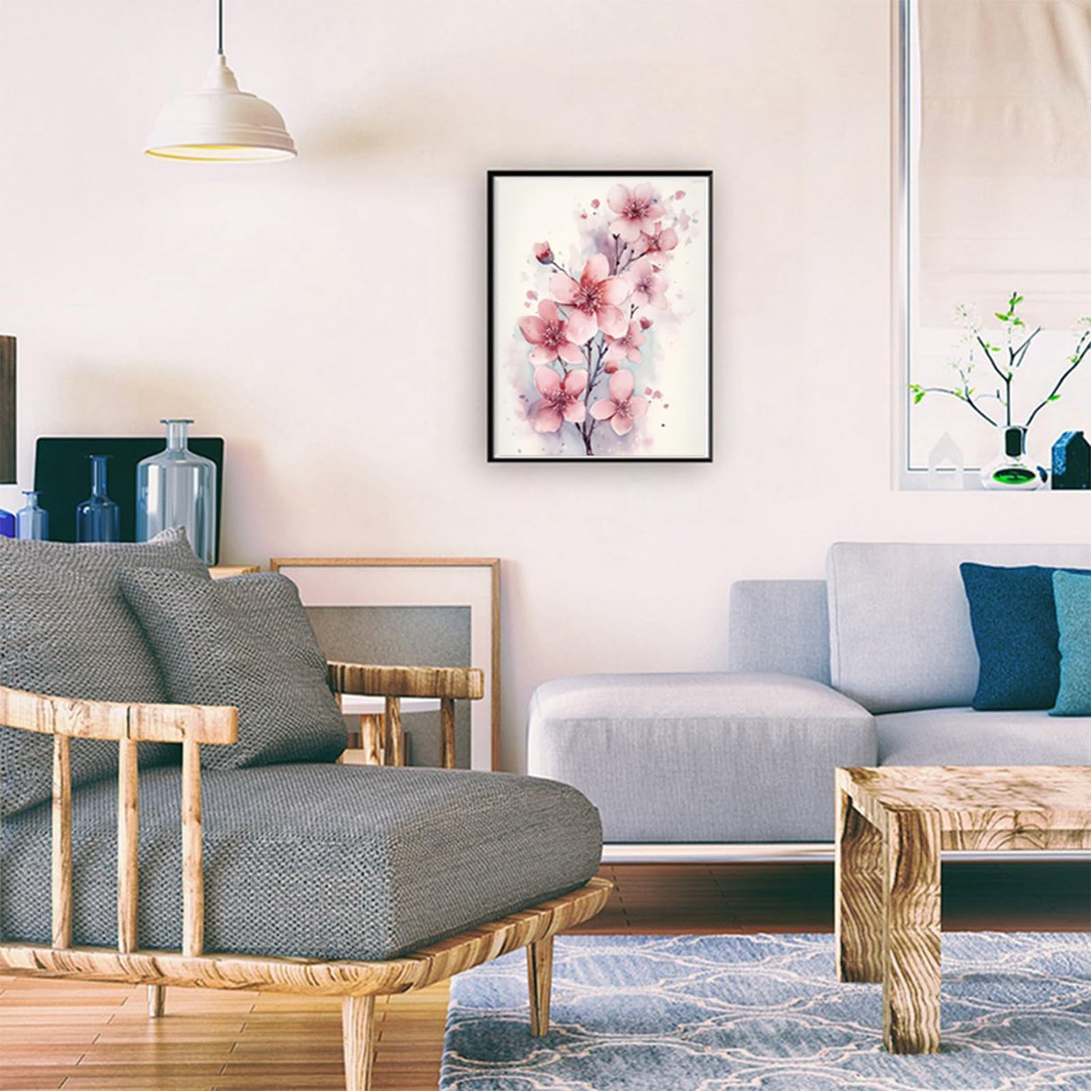 QAZWSX Spring Cherry Blossom Trees with Pink Flowers Diamond Painting Kits for Adults, Spring Cherry Blossom Diamond Painting, Full Drill Crystal Rhinestone Craft Kits Home Wall Decor 12x16 inch QAZWSX