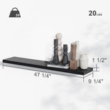 BAMEOS Floating Shelves, Black Wall Mounted Wooden Shelves with Invisible Brackets Set of 2,47 x 9 BAMEOS