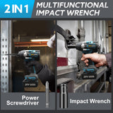 SPICIMOMO Cordless Impact Wrench 1/2 Inch for Car, 20V Brushless Power Impact Gun 600N.m(443Ft-lbs) with 2 Packs 4.0Ah Batteries, High Torque Electric Impact Driver for Mechanic, Mechanical Engineer SPICIMOMO