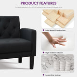 TYBOATLE Accent Chairs Set of 2 Comfy Living Room Chair Black Leather Tufted Mid Century Modern Accent Chair, Small Cozy Reading Arm Chair for Office, Bedroom (2, Black) TYBOATLE