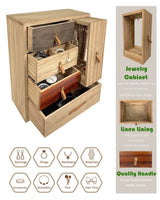 Ylu Yni Mothers Day Gifts for Mom Jewelry Box with 4 Drawers and Collection Cabinet, Earrings, Necklaces, Rings, Sunglasses Organizer for Women, Rustic Farmhouse Torched Wood, Brown Ylu Yni