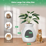 Plant Litter Box Equipped with Odor Removal System,Hidden Cat Planter Litter Box Enclosure for Big Cats,Enclosed Secret Cat Litter Box with Artificial Plant & Cobblestone,Easy to Clean and Assemble PETTERM