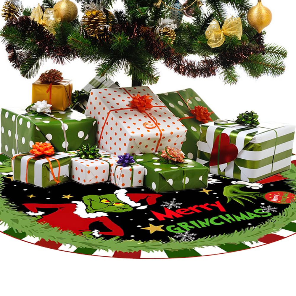 Christmas Tree Skirt 48 Inches Tree Skirts, Large Christmas Decor Mat for Decor Holiday Party Indoor Outdoor Wvapzwr