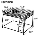 TURRIDU Full XL Over Queen Bunk Bed, Heavy Duty Metal Bunk Bed Frame with Full-Length Guardrails & Ladders, Bedroom Bunk Bed for Teens, Adults, Noise Free, Black TURRIDU