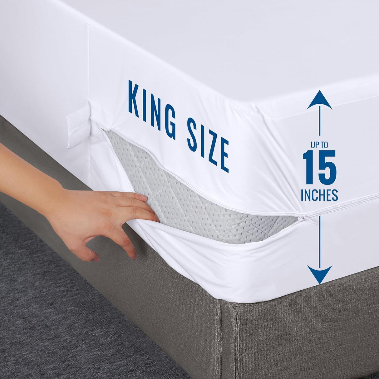 Utopia Bedding Waterproof Mattress Protector King Size, Zippered Mattress Encasement Bed Bug and Dust Mite Proof, Absorbent Six-Sided Mattress Cover Utopia Bedding
