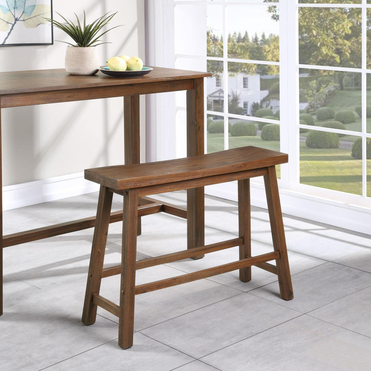 Boraam Sonoma Bench, 9"D x 33"W x 24"H, Chestnut Boraam