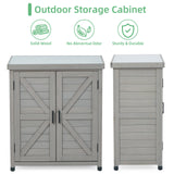 Potting Bench with Storage Cabinet and Metal Table Top for Outdoor Patio, Garden Furniture Wood Workstation Mederla
