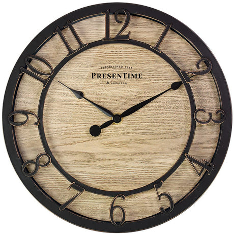 Presentime & Co 10" Farmhouse Series Wall Clock, Cottage Style, Vintage Design, Oil Rubbed Bronze Presentime