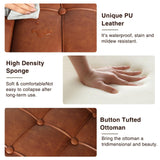 FiveWillowise Square Leather Ottoman with Storage, Leather Coffee Table Ottoman with Lift Top, Large Upholstered Footrest Stool Toy Box Storage for Livingroom Bedroom, Brown FiveWillowise