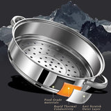 Steamer Pot for Cooking,Stainless Steel Steamer Pot,11 inch Steam Pots with Lid 2-tier for Cooking Veggies Fish Seafood Noodles, Pasta, Food JMTEEA