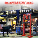 Tandagy 12 Ton Hydraulic Shop Press with Press Plates Heavy Duty Shop Press H-Frame Floor Mount Hydraulic Shop Press Adjustable Hydraulic Press (Red) Tandagy