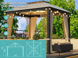 Outdoor Patio Gazebo 10x10,Heavy Duty Gazebos, Soft Top Gazebo with Square Metal Frame,Double Roof Canopy,Mosquito Nets and Privacy Enclosures,Permanent Pavilion Gazebo for Decks,Backyards Sannwsg