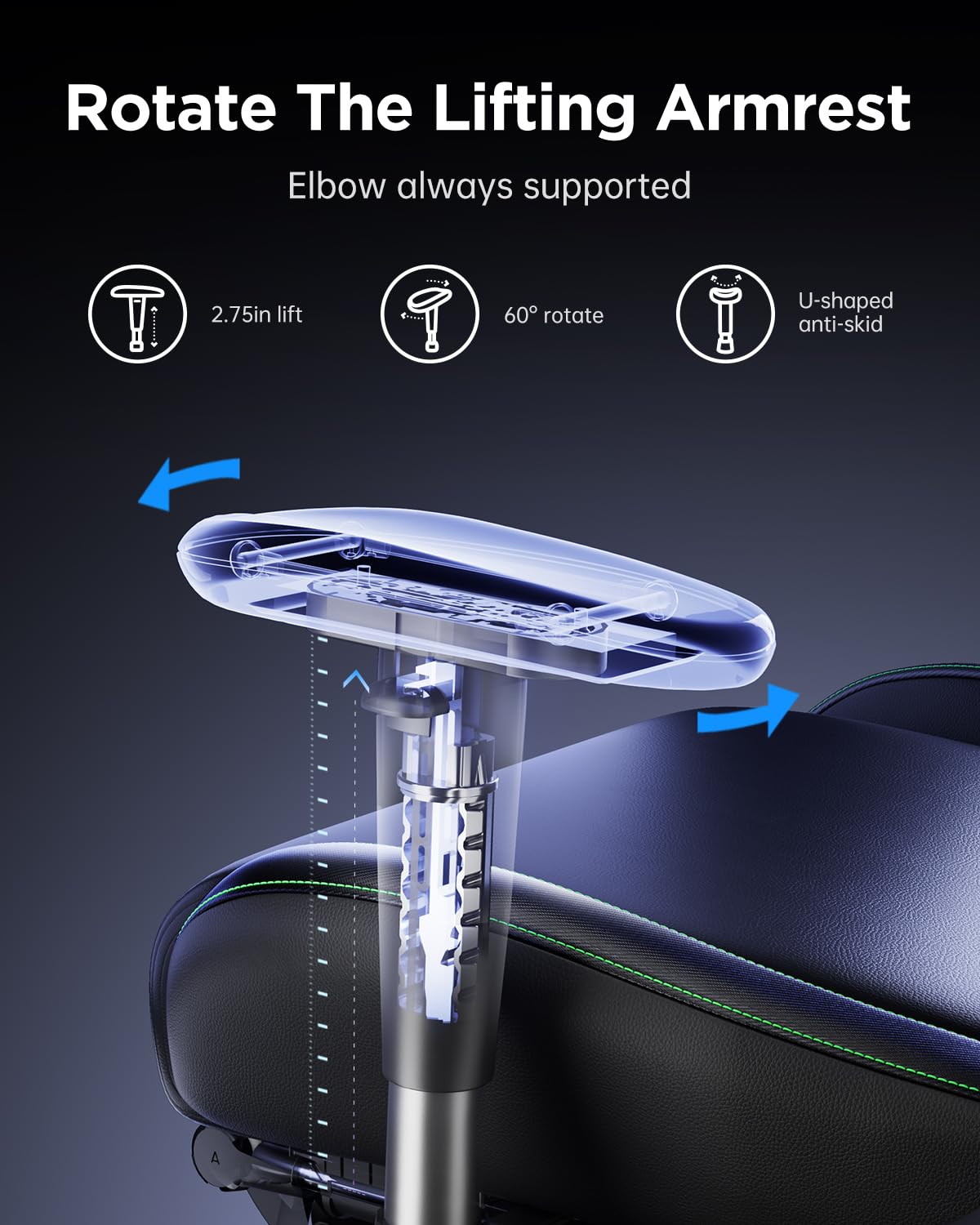 AutoFull Gaming Chair, Racing Style Gaming Chair with Velvet Material Ergonomic Lumbar Support,Adjustable High Back PU Leather PC Chair,Dark AutoFull