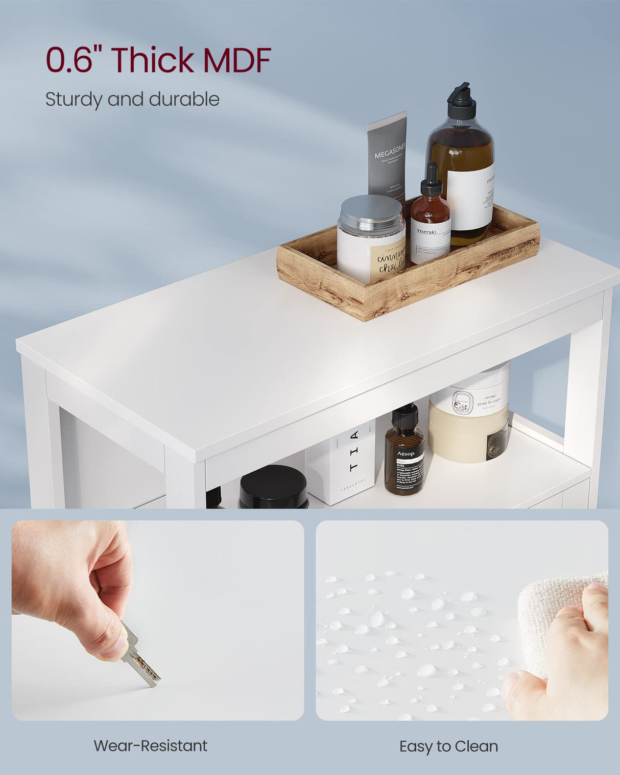 VASAGLE Bathroom Floor Cabinet, Bathroom Storage Cabinet, Freestanding, with Double Shutter Doors and Adjustable Shelf, for Bathroom, Living room, Entryway, Kitchen, White UBBC40WT VASAGLE