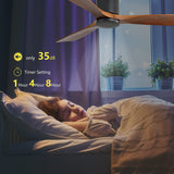 CACI Mall 52 Inch Ceiling Fan with Remote Control, Low Profile Flush Mount Ceiling Fan without Light, 3 Walnut Wood Ceiling Fan No Light, Noiseless Reversible ETL DC Motor with Timer CACI Mall