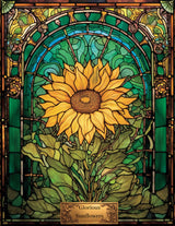 Glorious Sunflowers: A Stained Glass Inspired Coloring Book Majosta
