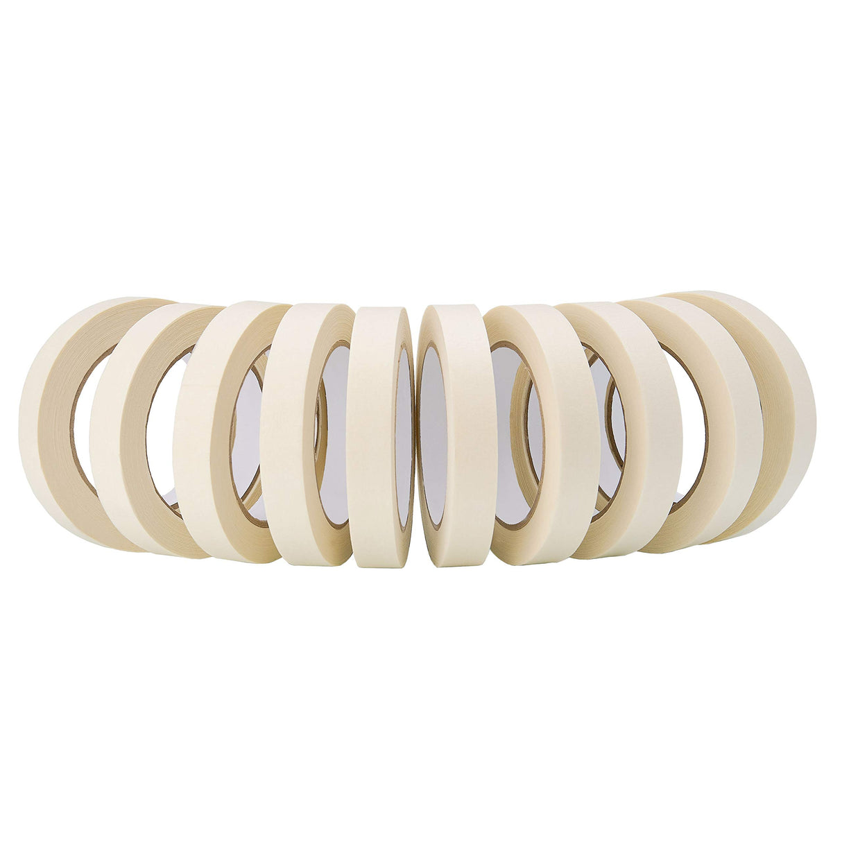 Lichamp Masking Tape 10 Pack General Purpose Beige White Color, 0.75 inch x 55 Yards x 10 Rolls (550 Total Yards), for Painting, Home, Office, School Stationery, Arts, Crafts etc. (3004) Lichamp