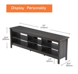 WAMPAT TV Stand for Living Room 70inch, Wooden TV Entertainment Center with 6 Storage Cubby, Modern TV Stands for Bedroom,Fits TVs up to 75 Inch.Black WAMPAT