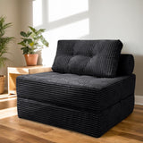 Nigoone Sofa Bed Futon, Versatile Foldable Sleeper Chair with Pillow, Supportive Memory Foam, Plush Corduroy Fabric, Cozy Floor Couch, Convertible Mattress for Bedroom/Living Room/Guest/Office, Black Nigoone