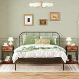 Furologee Nightstands Set of 2, Industrial End Table with Fabric Drawer and Storage Shelf, Retro Bedside Tables Organizer, Side Table for Living Room Bedroom, Rustic Brown Furologee