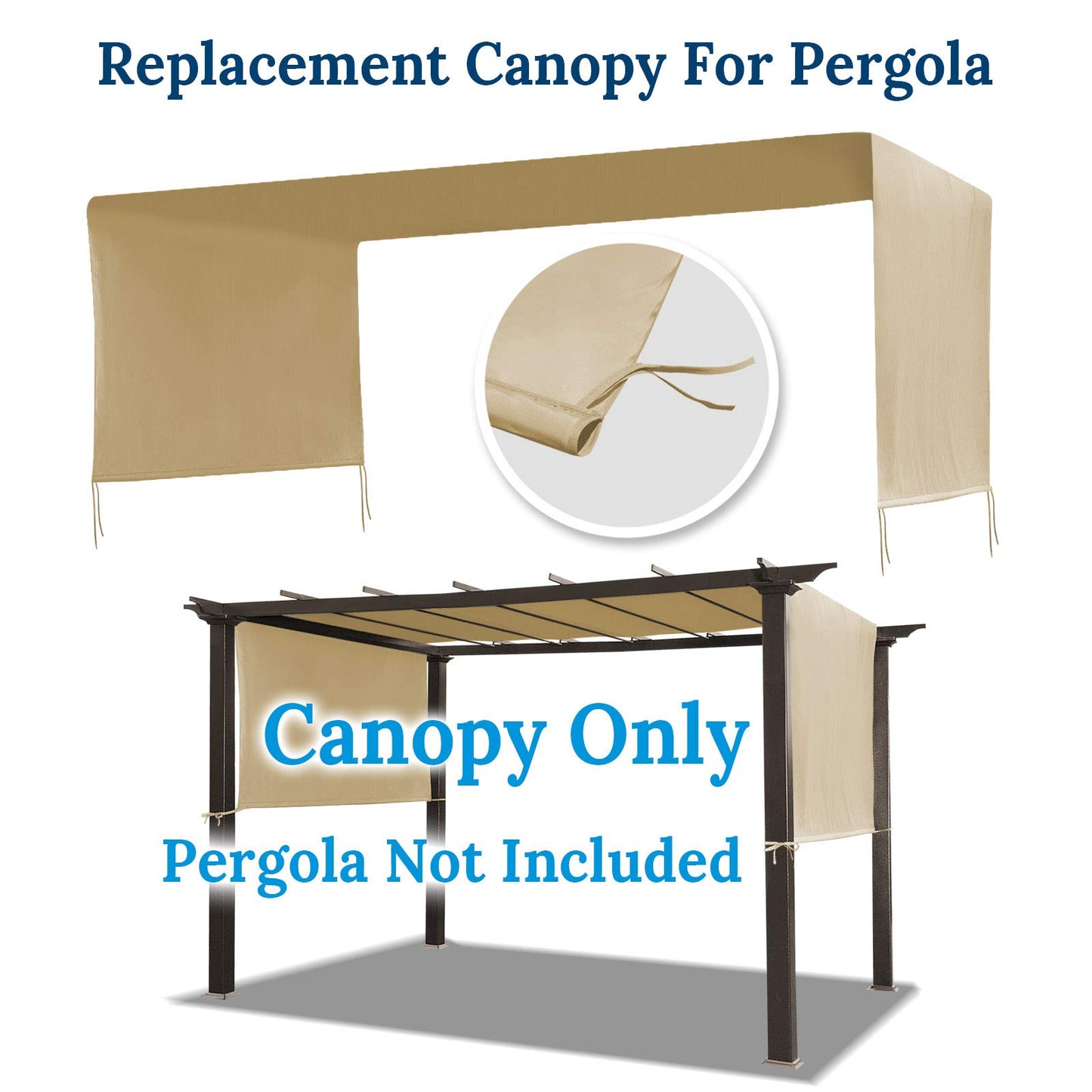 BenefitUSA 17x 6.7 Ft Universal Replacement Canopy for Pergola Structure Outdoor (Canopy Only) (Beige)