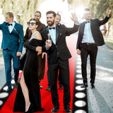 Tinideya 2 x 30 ft Red Carpet Runner for Party Red Aisle Runner with LED Lights Christmas Not Slip Carpet Outdoor Rug Movie Theme Party Accessory for Movie Night Ceremony Film Carnival Tinideya