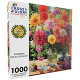 Cross & Glory - Rainbow Dahlia Delight - 1000 Piece Jigsaw Puzzle for Adults | Vibrant Flower Collection | Satin Finish | Challenging & Colorful Art Cross & Glory