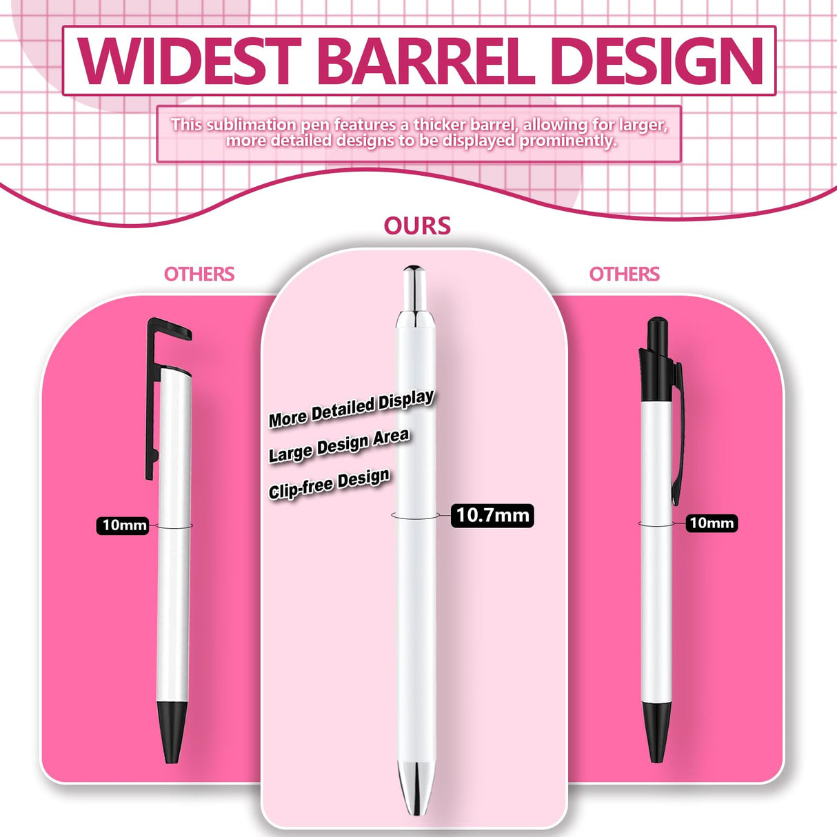 Cupoita Sublimation Pens Blank No Clip With Shrink Wrap,Heat Transfer Sublimation Ballpoint Pen, Aluminum Customized Pen, Personalized Pen For Christmas Diy Office School Stationery Supplies (10 Pack) Cupoita