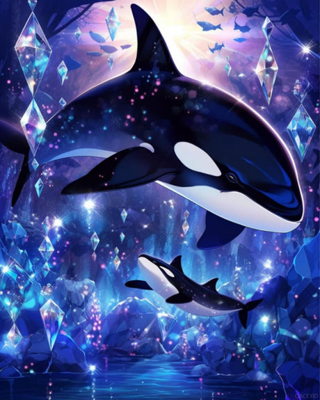 QACEYID Killer Whale Paint by Numbers Kit for Adults, Paint by Number on Canvas, Abstract Art Digital Oil Painting Kits Suitable for Home Wall Decoration Gift 16"x20" QACEYID