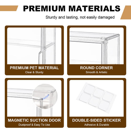EAROND 3 Tier Clear Acrylic Display Case for Medicine,Collectibles,Figures,Wall Mounted Cabinet with Magnetic Door,Stackable Dustproof Showcase Storage Box EAROND