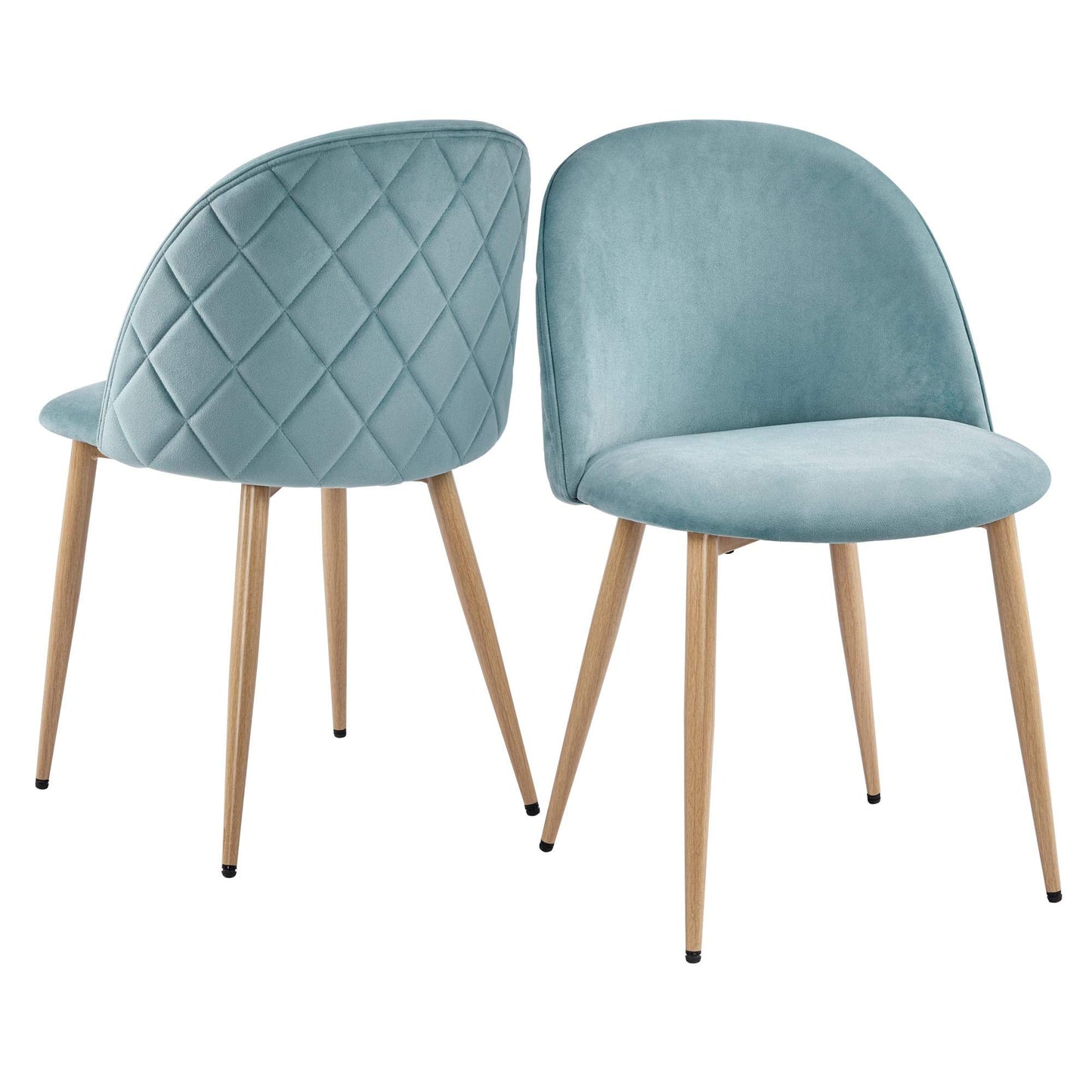 Yaheetech Dining Chairs Velvet Chairs Living Room Chairs Modern Style Upholstered Chairs with Backrest Wooden Style Metal Legs for Leisure, Restaurant, Cafe, Makeup, Set of 2, Aqua - WoodArtSupply