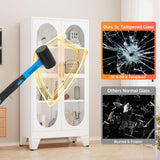 baoliwo 61" H Locking Display Cabinet with Glass Door, Tall Storage Cabinet with 3 Adjustable Shelves, Metal Curio Cabinet Multi-Purpose Display Case for Collectibles Bedroom Living Room Office baoliwo