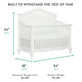 Evolur Aurora 5-in-1 Convertible Crib in Frost, Greenguard Gold Certified, Features 3 Mattress Height Settings, Sturdy and Spacious Baby Crib, Wooden Furniture Evolur