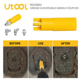 UTOOL Grease Gun Accessory Kit, Double Handle Coupler with Zerk Fitting Cleaner, 1/8 NPT Threads, Easy to Lock Zerk Fittings and Quick Release, Max Working Pressure 10000 PSI, 1 PC UTOOL