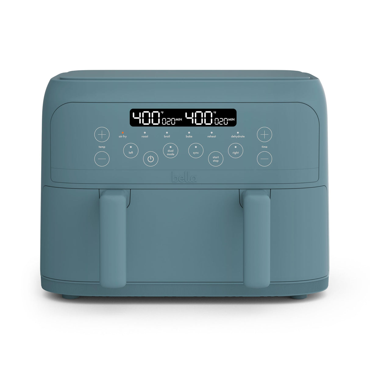 bella 4 Qt TriZone Air Fryer, EverGood™ Ceramic Nonstick Coating, Dual Basket Design w Removable Divider, Digital Touchscreen Control w 6 Preset Cooking Options, 1200 Watt, 3lb Capacity, Surf BELLA