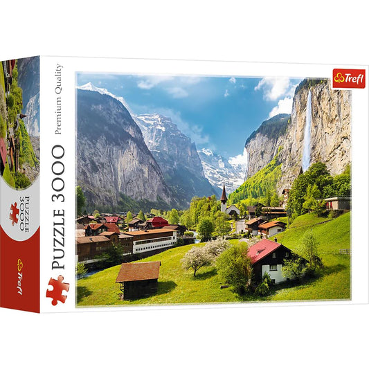 Trefl Lauterbrunnen, Switzerland 3000 Piece Jigsaw Puzzle Red 46"x33" Print, DIY Puzzle, Creative Fun, Classic Puzzle for Adults and Children from 15 Years Old