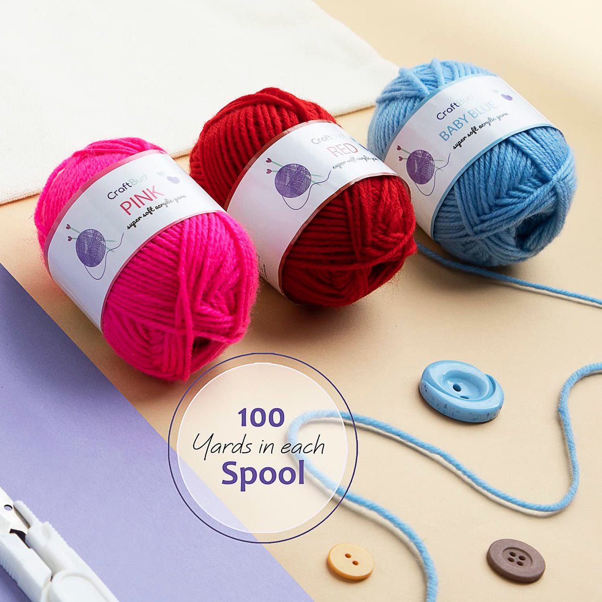 Soft Yarn for Crocheting - 2400 Yards Crochet Yarn for Crocheting and Knitting Yarn, Amigurumi Yarn for Knitting, Acrylic Yarn Bulk, Perfect Yarn for Crafts, Crocheting Yarn Set - 24 Yarn Pack x 50g Hearth & Harbor