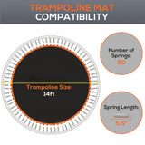 Soozier Trampoline Replacement Mat, Fits 14' Trampoline with 80 V Hooks & 5.5" Springs, Trampoline Mat with 8 Rows of Stitching & Spring Pull Tool Spring & Frame not Included, Orange Soozier