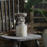 Rustic Candle Holder for Pillar Candle, White Distressed Farmhouse Wooden Pillar Candle Holders, Antique Candlestick Holder for Dining Table Centerpieces,Coffee Table Decor (4.5" x 4.5" x 9") SOFE