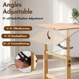 conda Wood Adjustable Drafting Table 35.5" x 23.5" - Beech Wood Art Desk with Adjustable Height & Tilting, Pencil Ledge, and Ruler for Writing, Reading, Design, and Crafting conda