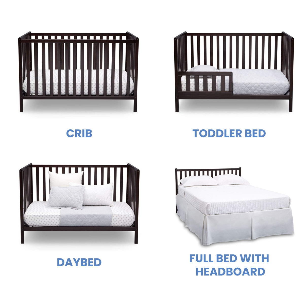 Delta Children Heartland 4-in-1 Convertible Crib - Greenguard Gold Certified, Dark Chocolate Delta Children