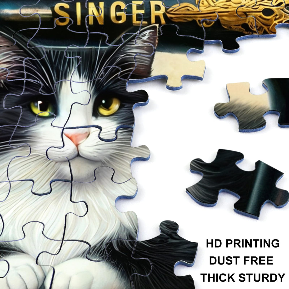 crowm Jigsaw Puzzles for Adults 1000 Pieces, The Sewing Room Cat Challenging Puzzles for Game Nights Living Room Art Decor & Sewing Lovers Gifts crowm