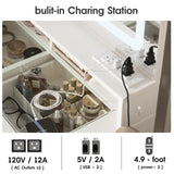 Fameill Small Makeup Vanity Desk Lighted Mirror&Stool,Vanity Table Set with Storage Drawer & Chair,White Vanity for Girls with Power Strip,Vanity Table for Bedroom,White Fameill