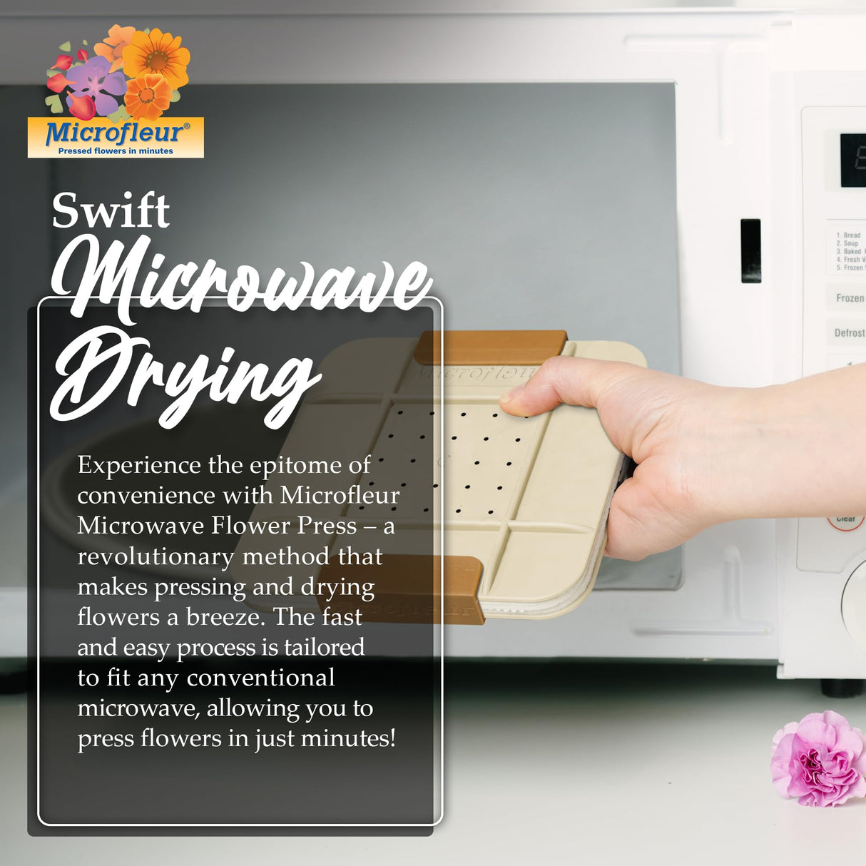 Microfleur Microwave Flower Art Press Kit for Kids and Adults - DIY with Washable Absorbent Cloth, Ideal for Plant Lovers 5" (13 cm) Microfleur