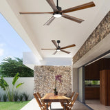 heimo 60 Inch Ceiling Fans with Lights and Remote, Wood Indoor Outdoor Ceiling Fan with Light for Patios Living Room Bedroom 5 Blades DC Motor Mid Century Modern Wooden Fan (Walnut) heimo